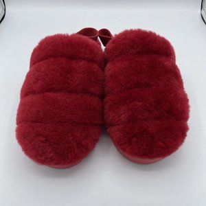 UGG Women's SUPER FLUFF SLIPPERS in RIBBON RED sz 8 1121751-NEW w/marks on soles